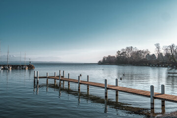 Naklejka premium port de Céligny, lac Léman