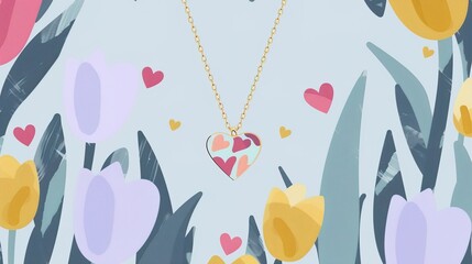 Mother's Day Necklace Background: Adorned with Dazzling Radiance, Sketching a Gorgeous Picture of the Interweaving of Tender Love and Grateful Affection on Mother's Day