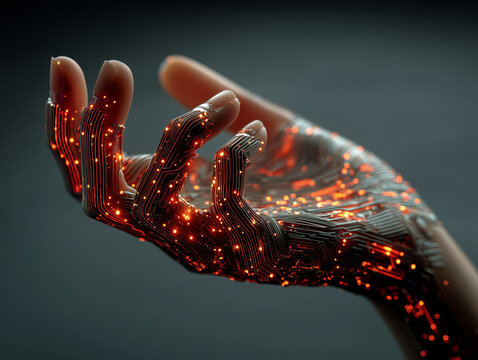 Glowing Bionic Hand: A Futuristic Vision of Technology and Innovation