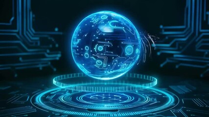 Glowing digital orb representing AI floats above futuristic circuit board animation - Powered by Adobe