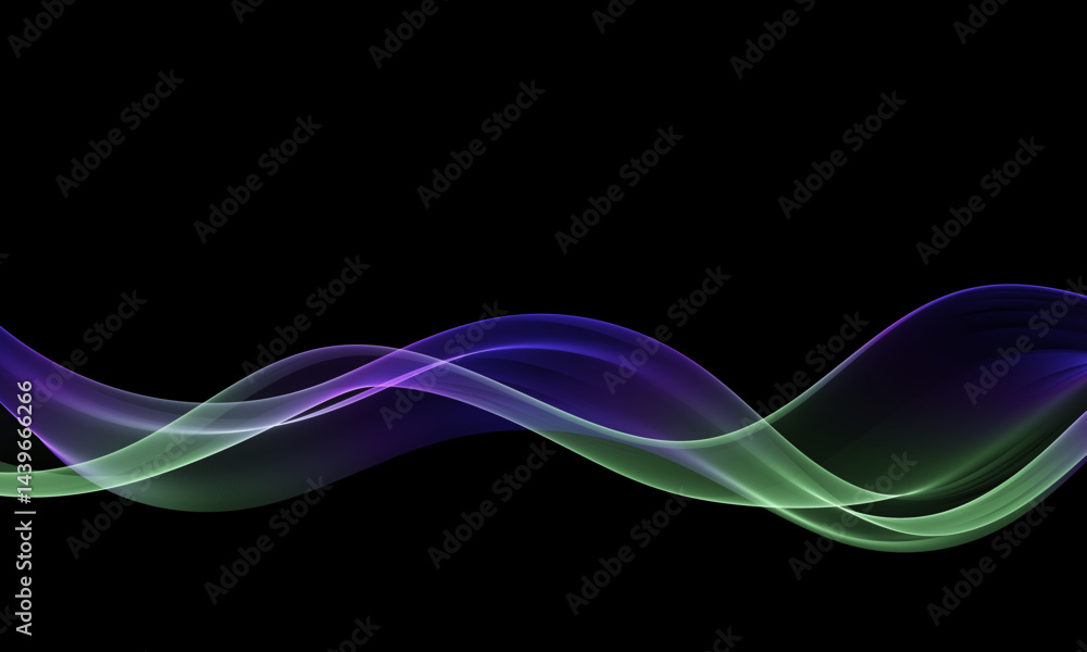 Poster wavy, flowing multicolored waves isolated on black background. abstract wave background, design elem