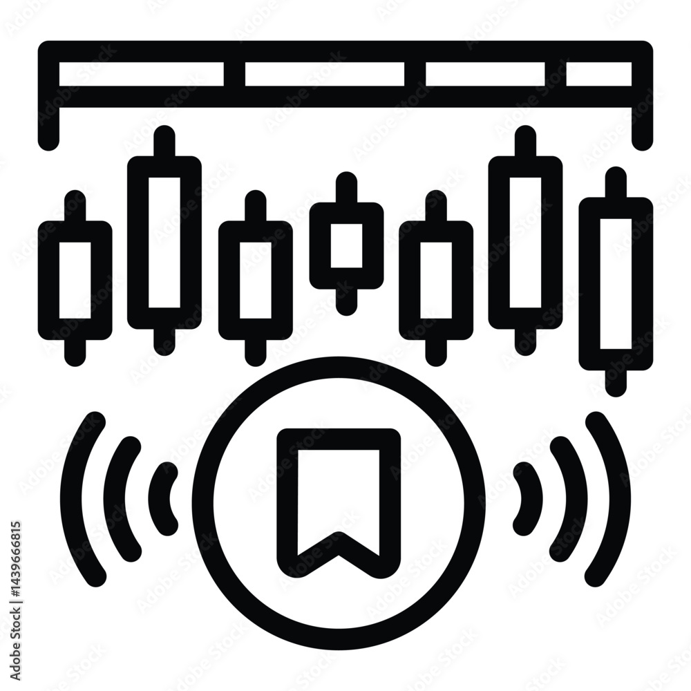 Poster network data with marker line icon, neural dataset concept. vector graphics. pump and dump token, ma