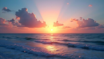 Obraz premium Golden Hour Sunrise over the Ocean