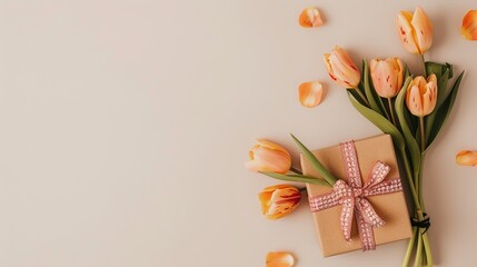 Obraz premium Mother's Day Apricot Background: Blending Soft and Warm Tones, Painting a Poetic Scroll of the Interweaving of Cozy Affection and Gratitude on Mother's Day