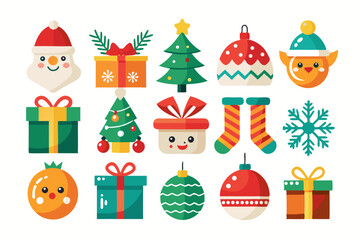Christmas  Icon Set on White Background