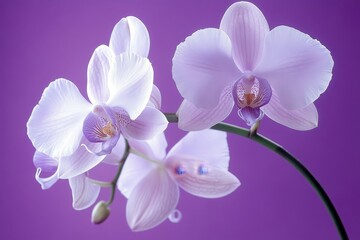 Obraz premium Delicate, light purple orchids on a vivid background.