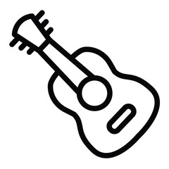 Hawaiian acoustic guitar line icon, tropical voyage concept. Vector graphics. Mini guitar, musical instrument sign on white background, style for mobile or design.