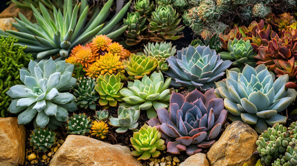 Fototapeta premium Stunning Succulent Garden: A Colorful Array of Desert Plants