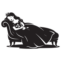 Dornröschen Vector Black silhouettes. with white background