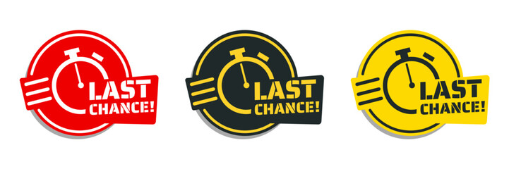 Last chance! stopwatch, last chance, running out time vector illustration	