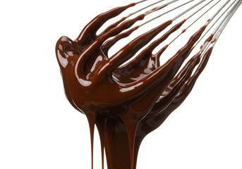 Obraz premium Rich Appetizing Glossy Melted Chocolate Dripping From Whisk