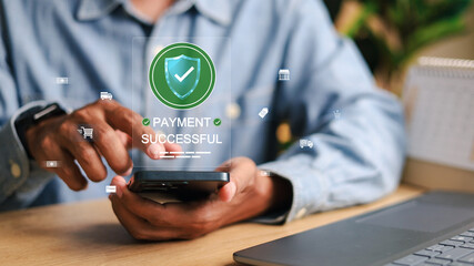 Payment successful concept. Online payment with digital marketing. online bill payment Approved...