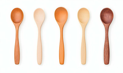 Variety of Wooden Spoons in Different Shapes and Sizes for Cooking