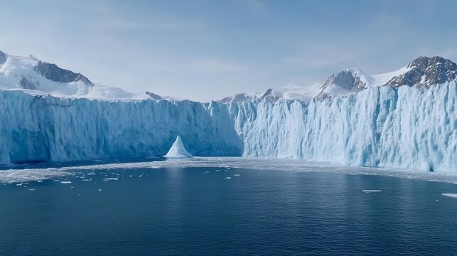 Majestic Antarctic Glacier Wall Awe Inspiring Ice Cliff Scene Stunning Blue Icebergs