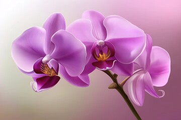 Delicate, purple orchids in soft, pastel colors.