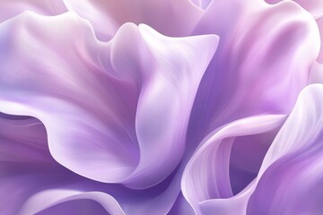 Obraz premium Close-up view of fluid, undulating, soft, pastel, purple, fabric folds.