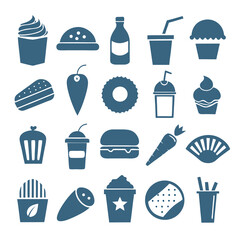 Stylized Fast-Food Silhouette Collection Editable Vectors.