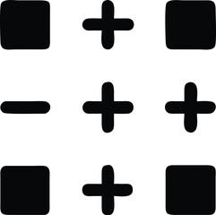 Obraz premium Math Symbols Illustration: Simple math symbols like plus, minus, and squares, arranged in a visually clean composition for easy understanding and educational use.