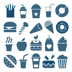 Modern Fast-Food Icon Pack Vector Silhouettes.