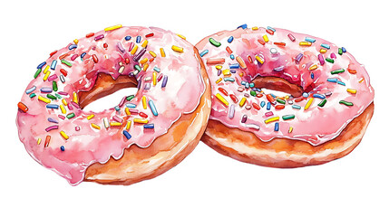 Delicious frosted pink donuts with sprinkles