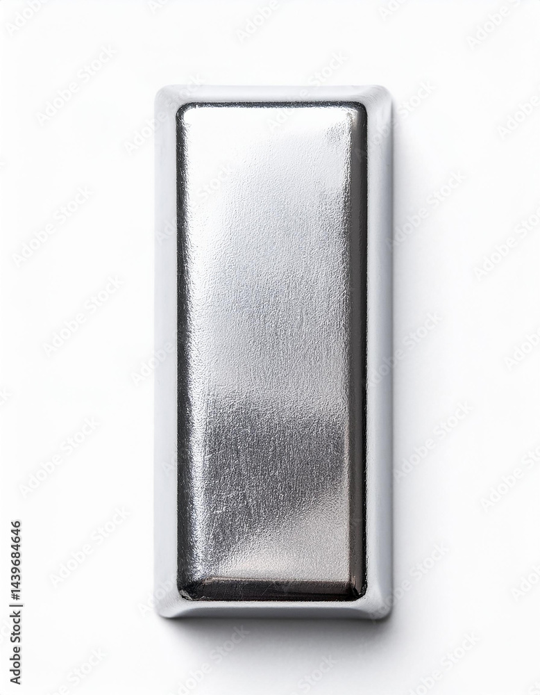 Poster silver metal bar. rectangular shape with rounded edges. simple object with shiny surface. metallic b