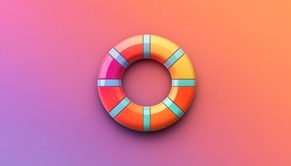 Obraz premium A colorful and vibrant life preserver floating on a gradient background