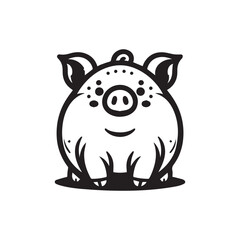 A cute and chubby pig cartoon logo featuring a smiling, happy pig with a big round belly. Perfect for kids' brands, farm-themed projects, mascots, or fun product packaging.