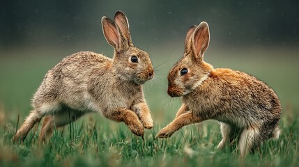 Fototapeta premium Two rabbits playing