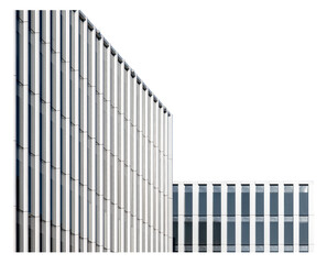 Modern Glass and Metal Skyscraper Office Building Isolated on Transparent Background, Vilnius,...