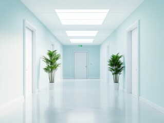 Fototapeta premium Hospital hallway with plants