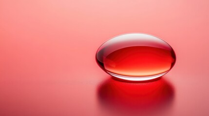 Red liquid drop close up