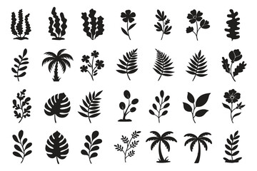Black and White Plant Vector Set

