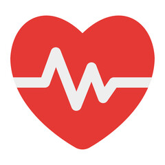 A heart icon with a pulsing line, suitable for health and wellness applications.