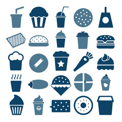 Fast-Food Silhouettes Vector Pack White Background Designs.