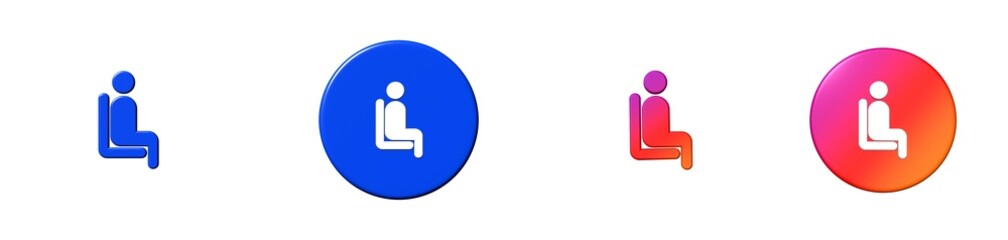 airline seat recline normal travel 3D icon