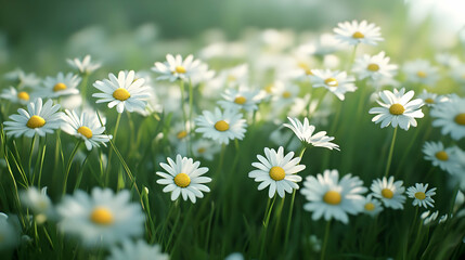 Fototapeta premium Stunning Field of Daisies in Sunlight