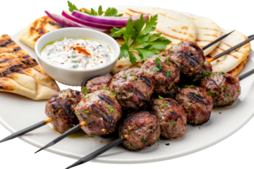 Exploring Grilled Lamb Kofta Isolated On White Background.