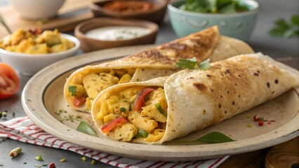 Kolkata Kathi Roll Filled with Egg and Flavorful Wrap