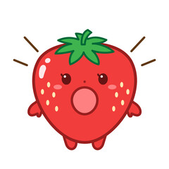 驚いているいちごキャラクターのアイコンイラスト