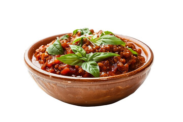 Flavorful Lamb Bolognese Isolated On White Background.