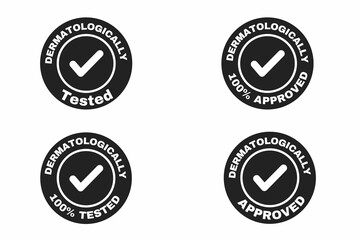 Set of dermatologically 100 percent tested and approved stamps for advertising, marketing and promotion concept 