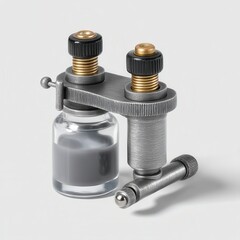 Tattoo studio identity concept. Tattoo machine with ink bottles on a white background for artistic and commercial use.
