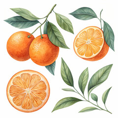 Watercolor Oranges: Fresh Citrus Fruit Illustration