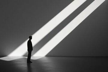 Obraz premium Man stands in light