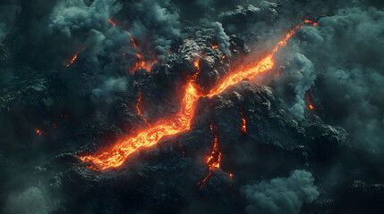 Majestic Volcanic Eruption: A fiery spectacle of nature's power