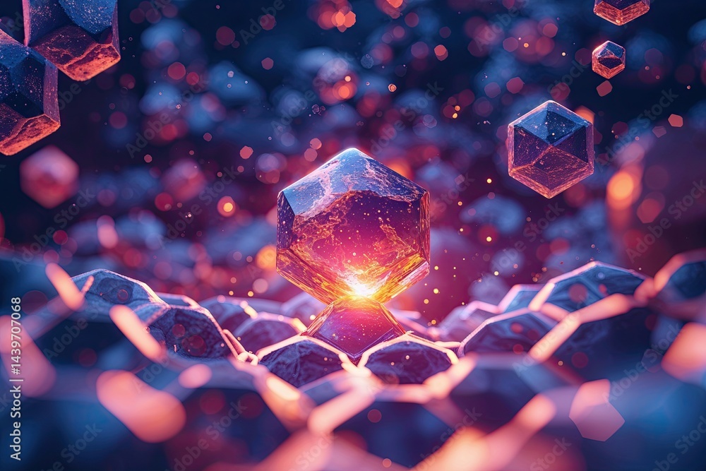 Poster dynamic hexagonal molecular visualization abstract biotech research genetics and healthcare backgrou