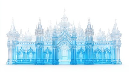 Naklejka premium Elegant translucent blue castle with artistic architectural design
