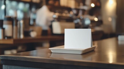 Blank note card on cafe counter
