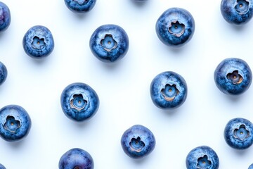 Blueberries arranged on white background