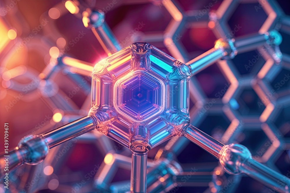 Poster dynamic hexagonal molecular graphics for biotech research genetics and healthcare applications